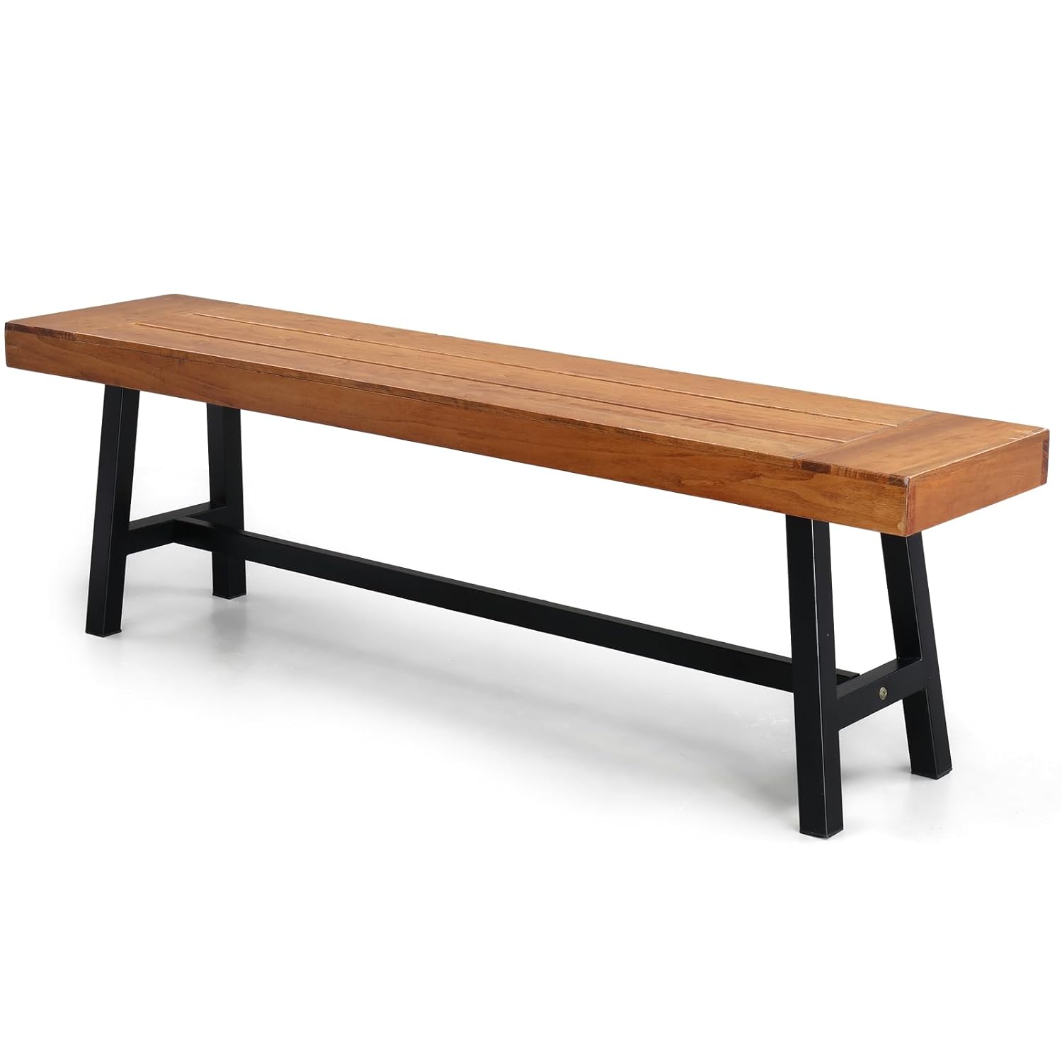 Outdoor Furniture Glides - Rustic Wood Dining Bench Metal Legs