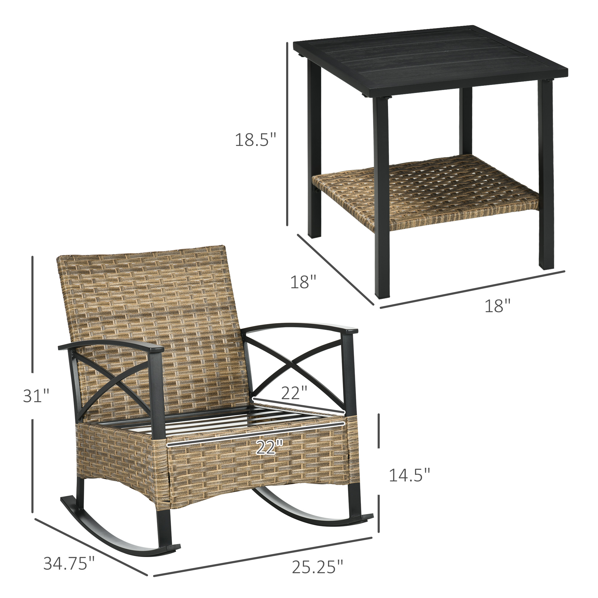 3 Pieces Patio Set w/ Cushions – Outdoor Furniture Cushions 22 X 22 Bewertung und Preis