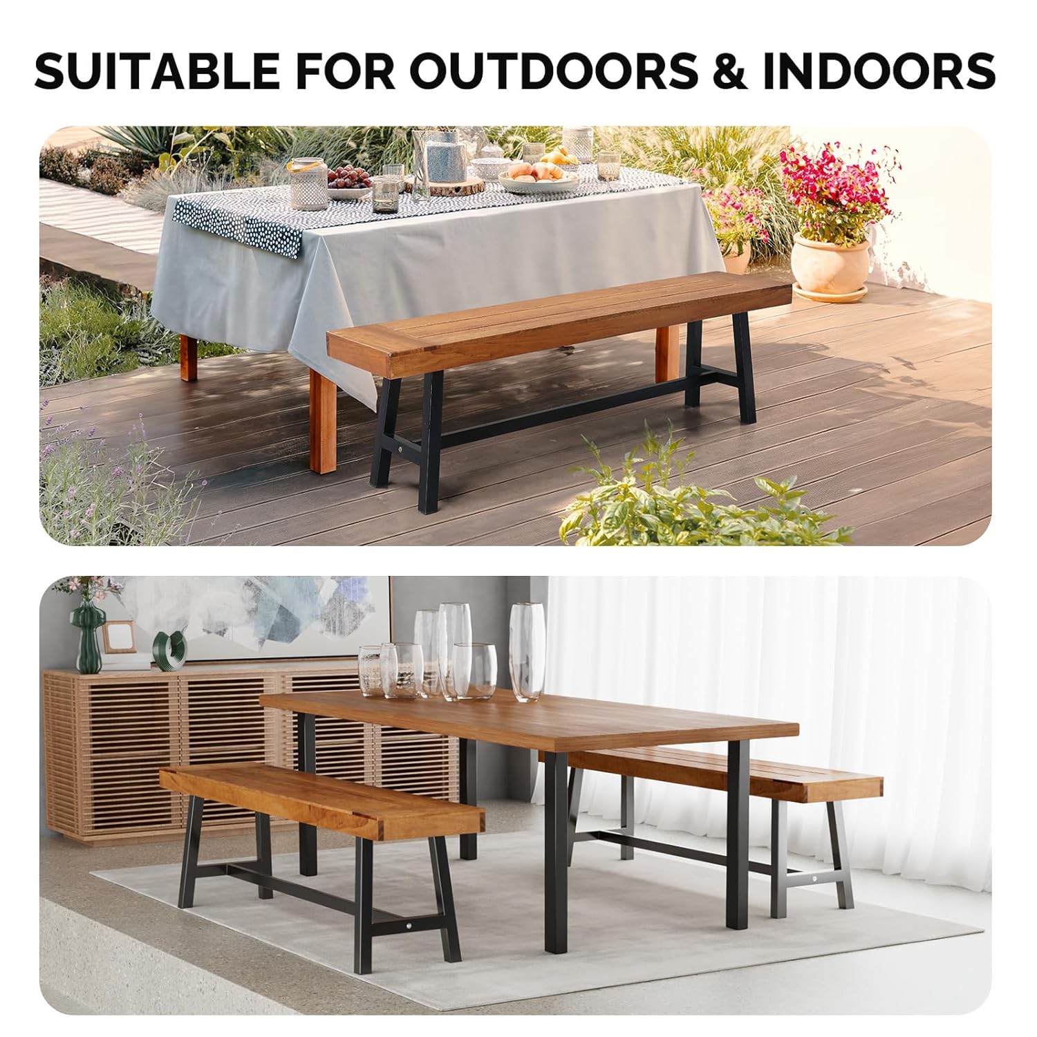 Rustic Wood Dining Bench Metal – Outdoor Furniture Glides Bewertung und Preis