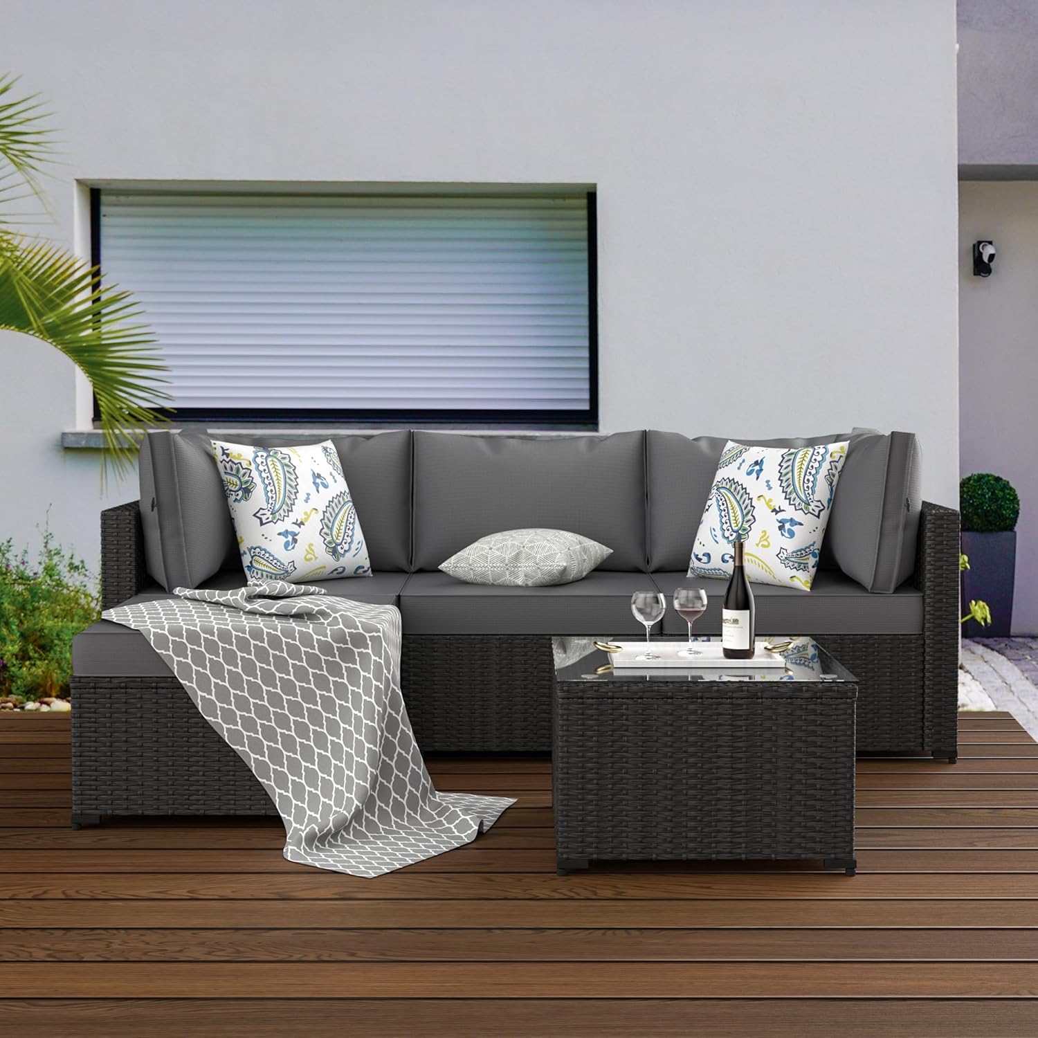 Grey Thickened Cushion 5PCS Ou – Outdoor Furniture Grey Bewertung und Preis
