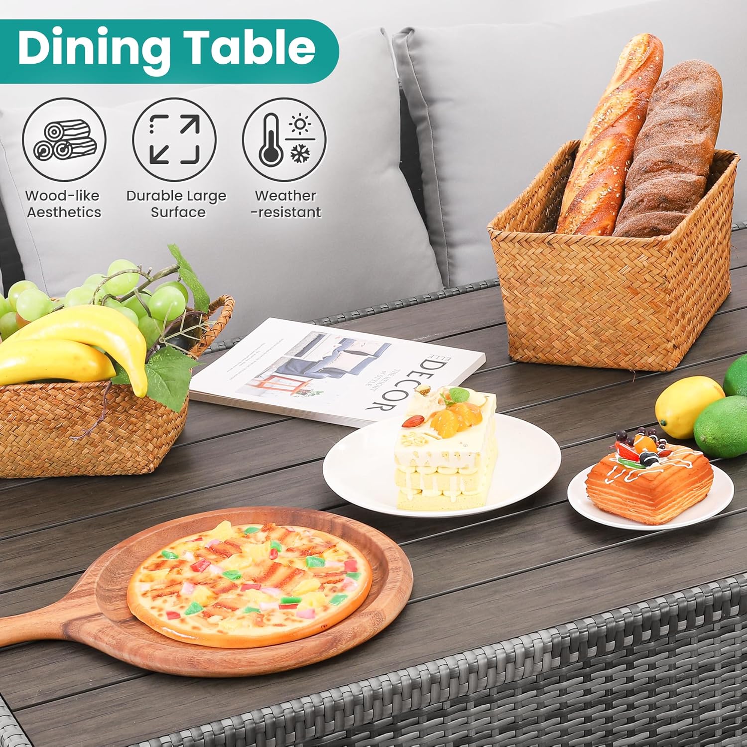 7-Piece Wicker Patio Dining Se – Outdoor Furniture Grey Bewertung und Preis