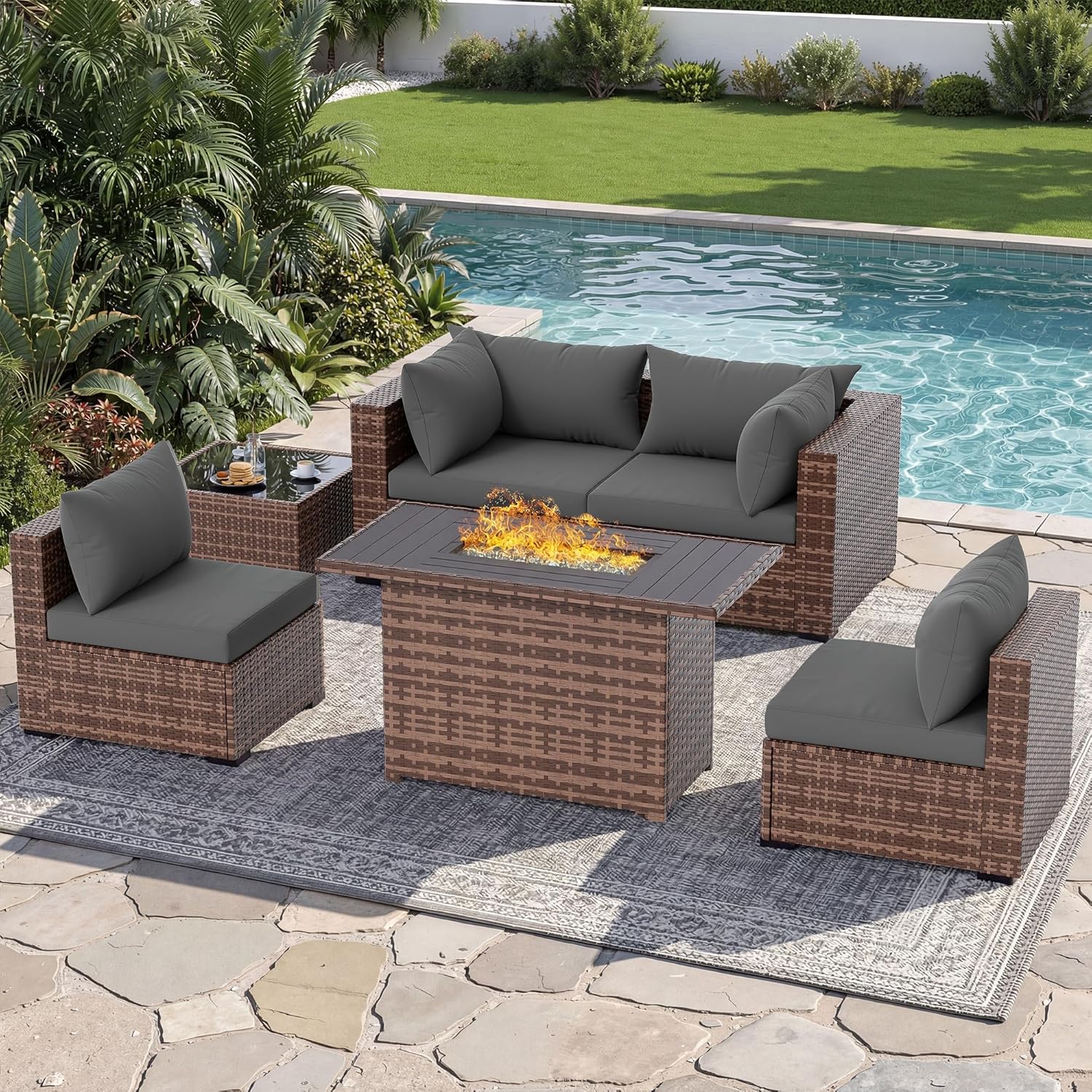 5-Piece Outdoor Sectional Sofa – Outdoor Furniture Grey Bewertung und Preis