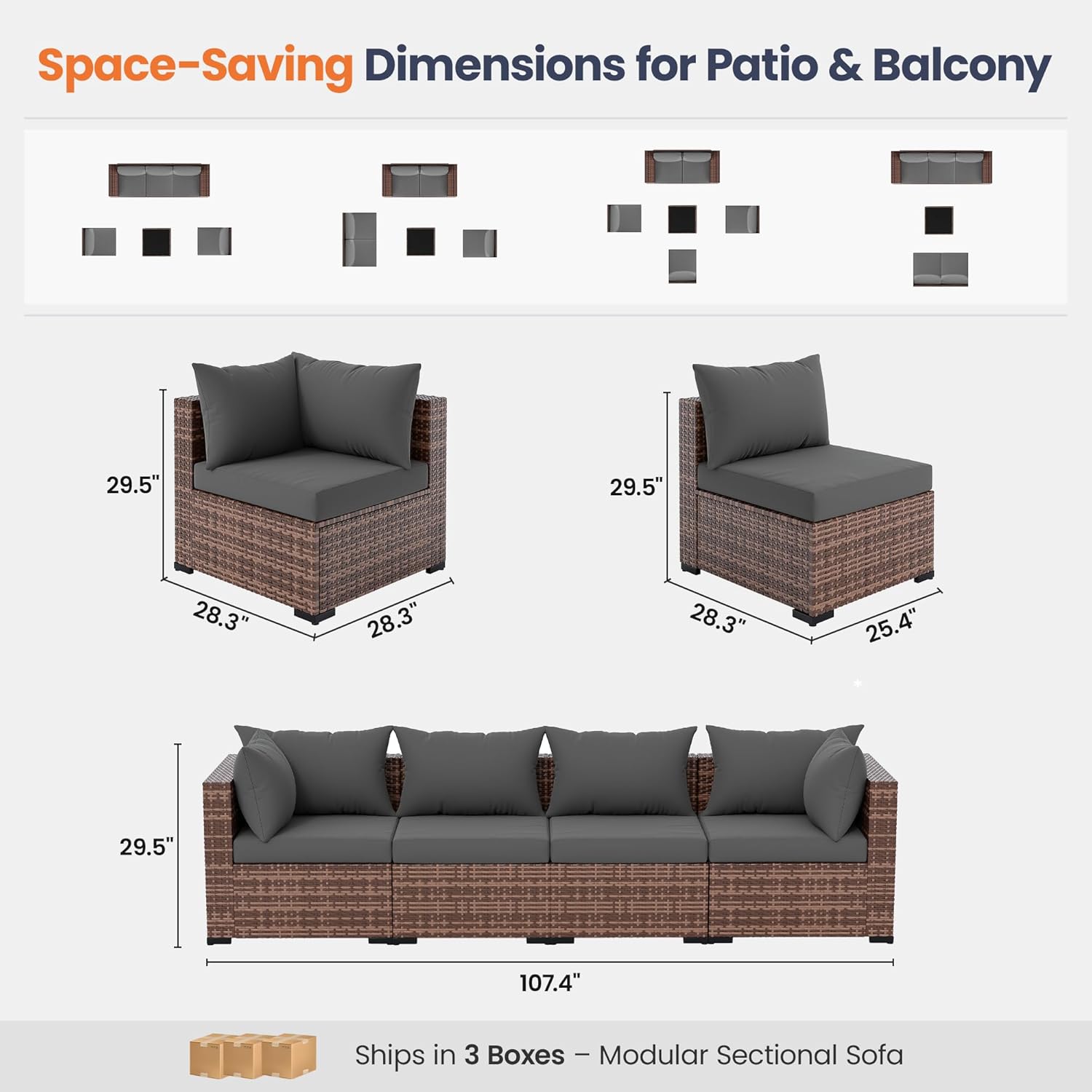 5-Piece Outdoor Sectional Sofa – Outdoor Furniture Grey Bewertung und Preis