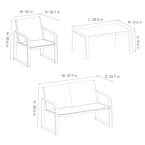 Grey 4-Piece Aluminum Outdoor  – Outdoor Furniture Grey Bewertung und Preis