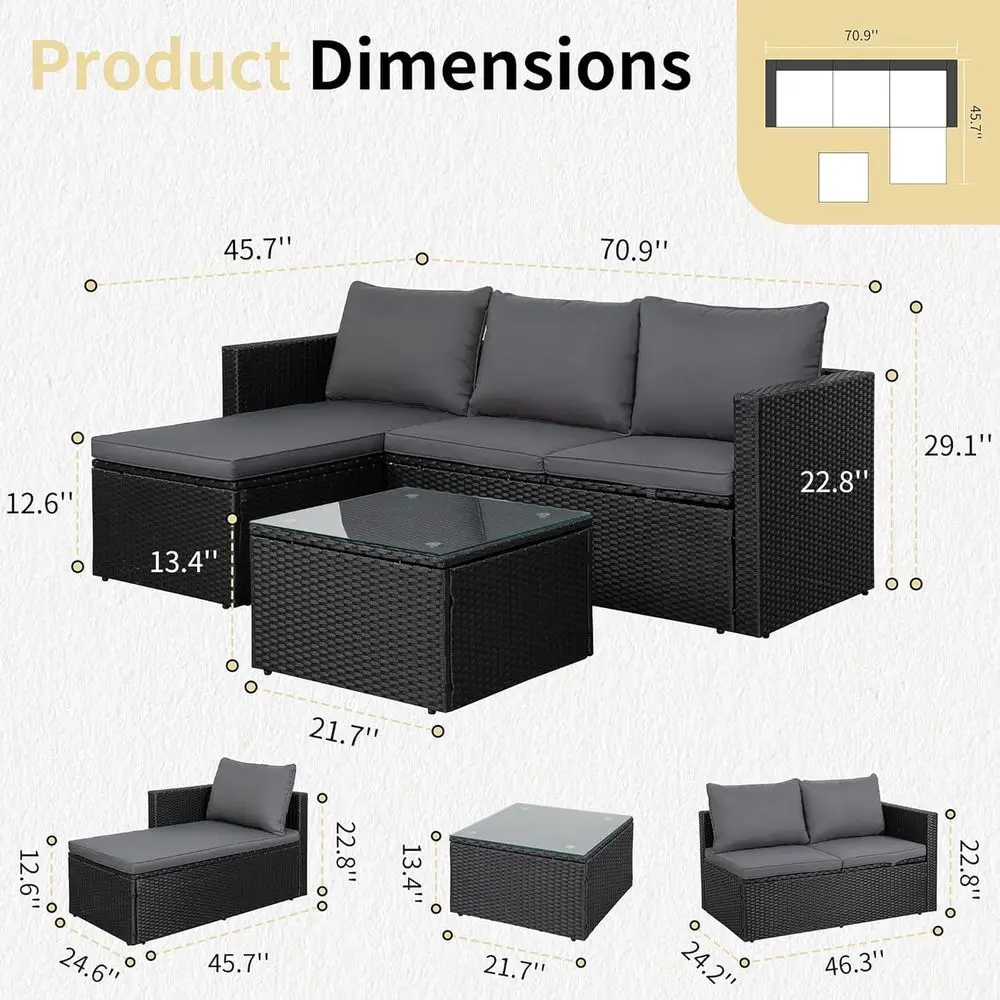 4-Piece Outdoor Patio Furnitur – Outdoor Furniture Grey Bewertung und Preis