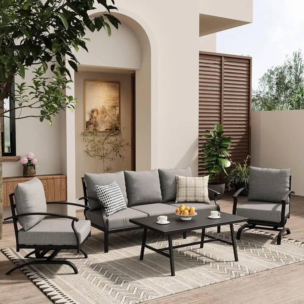 Grey Outdoor Metal Patio Furni – Outdoor Furniture Grey Bewertung und Preis