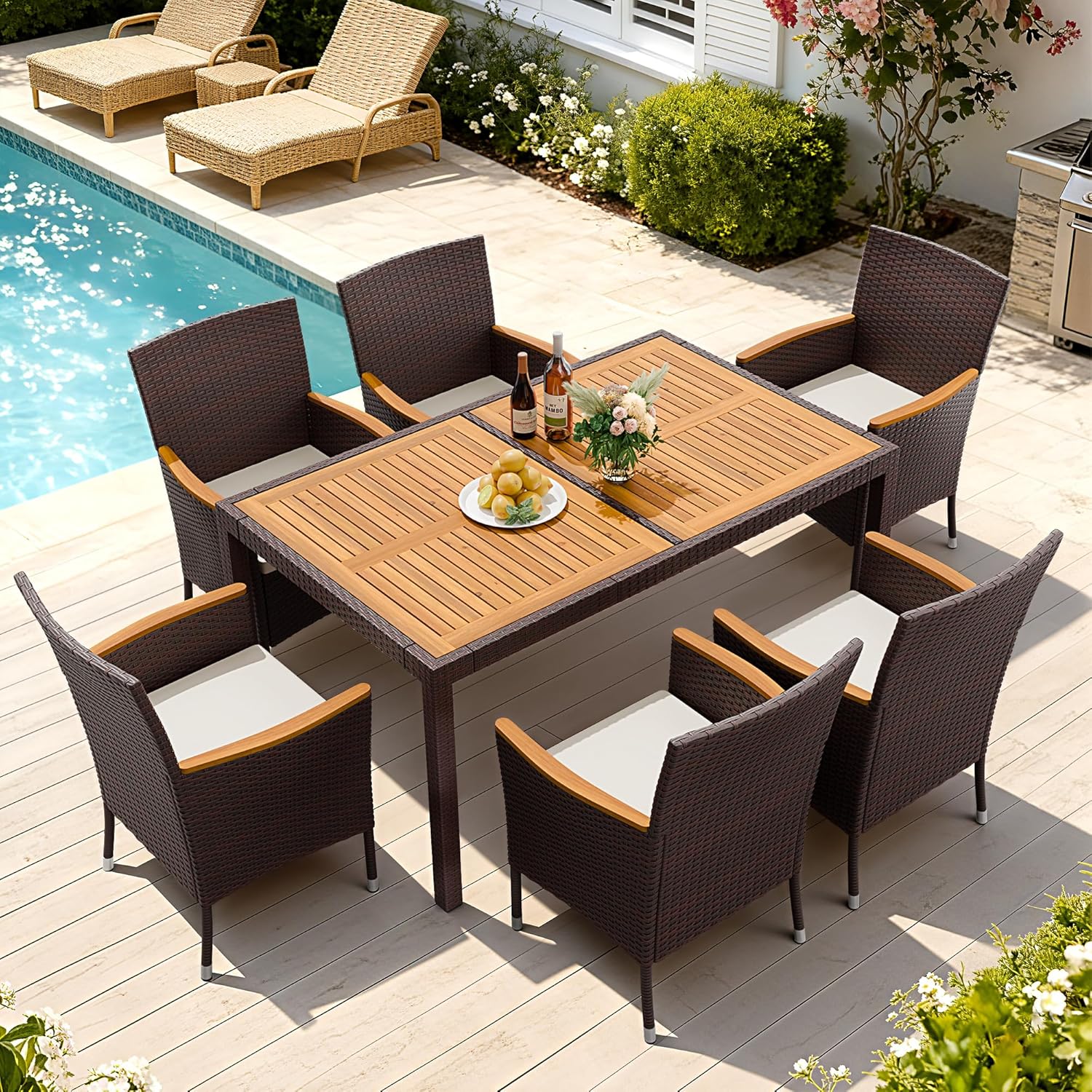 7 Piece Patio Dining Set Acaci – Outdoor Furniture Japanese Style Bewertung und Preis