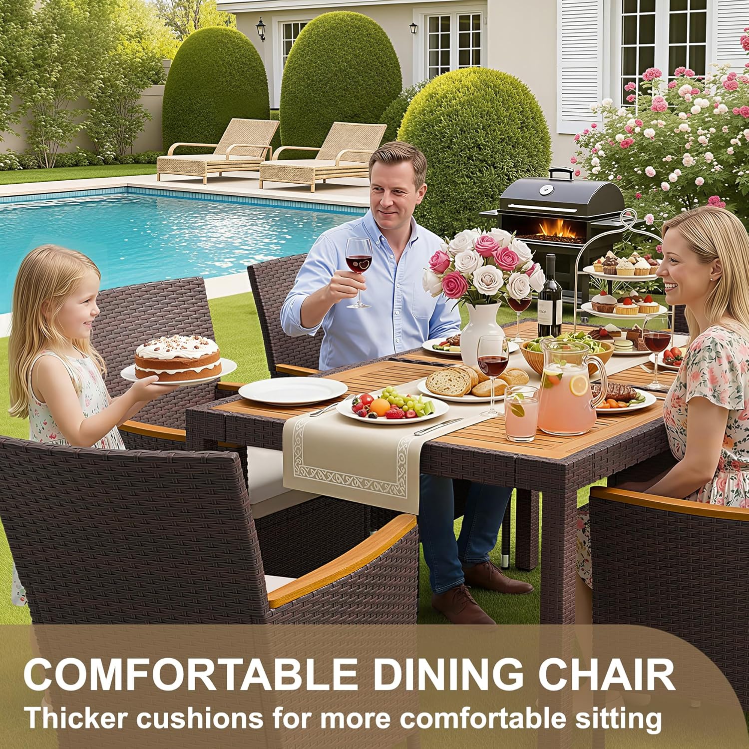 7 Piece Patio Dining Set Acaci – Outdoor Furniture Japanese Style Bewertung und Preis