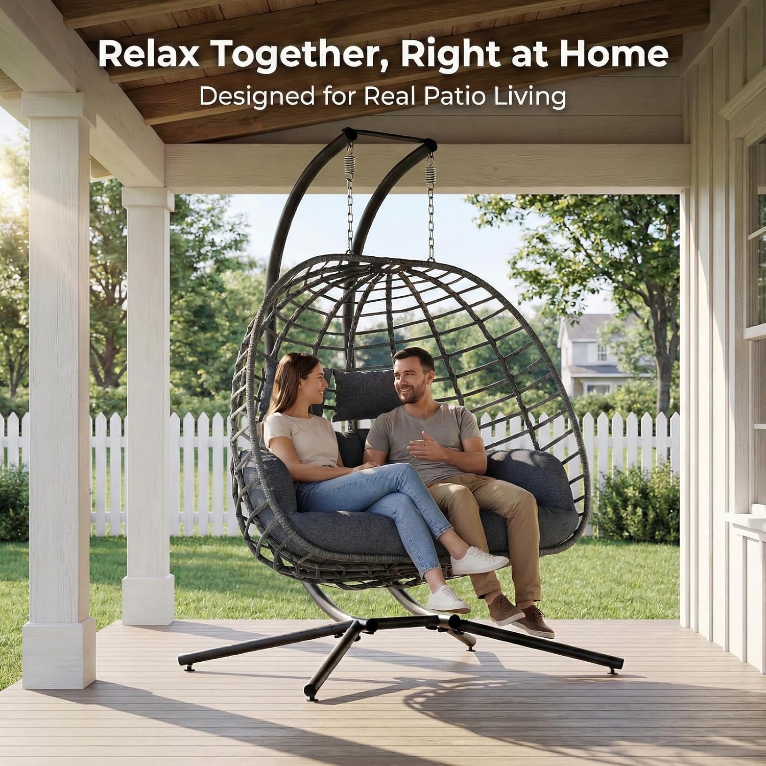 2 Person Egg Swing Chair with  – Outdoor Furniture Grey Bewertung und Preis