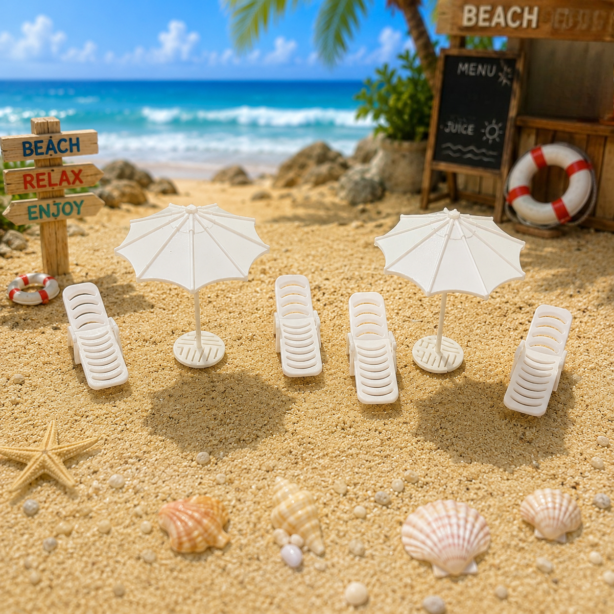 6pcs Miniature Beach Lounge Ch – Outdoor Furniture Lounge Bewertung und Preis