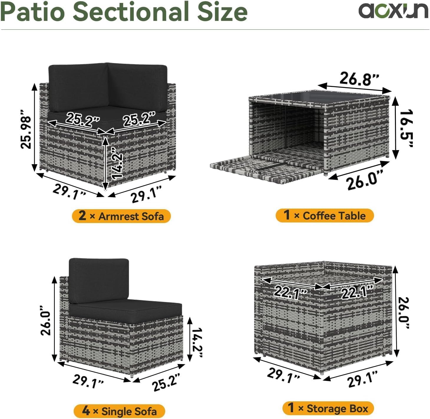 8-Piece Wicker Rattan Patio Fu – Outdoor Furniture Grey Bewertung und Preis